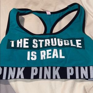 PINK teal green sports bra